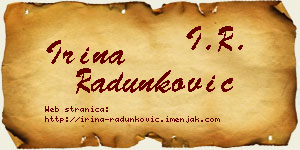 Irina Radunković vizit kartica